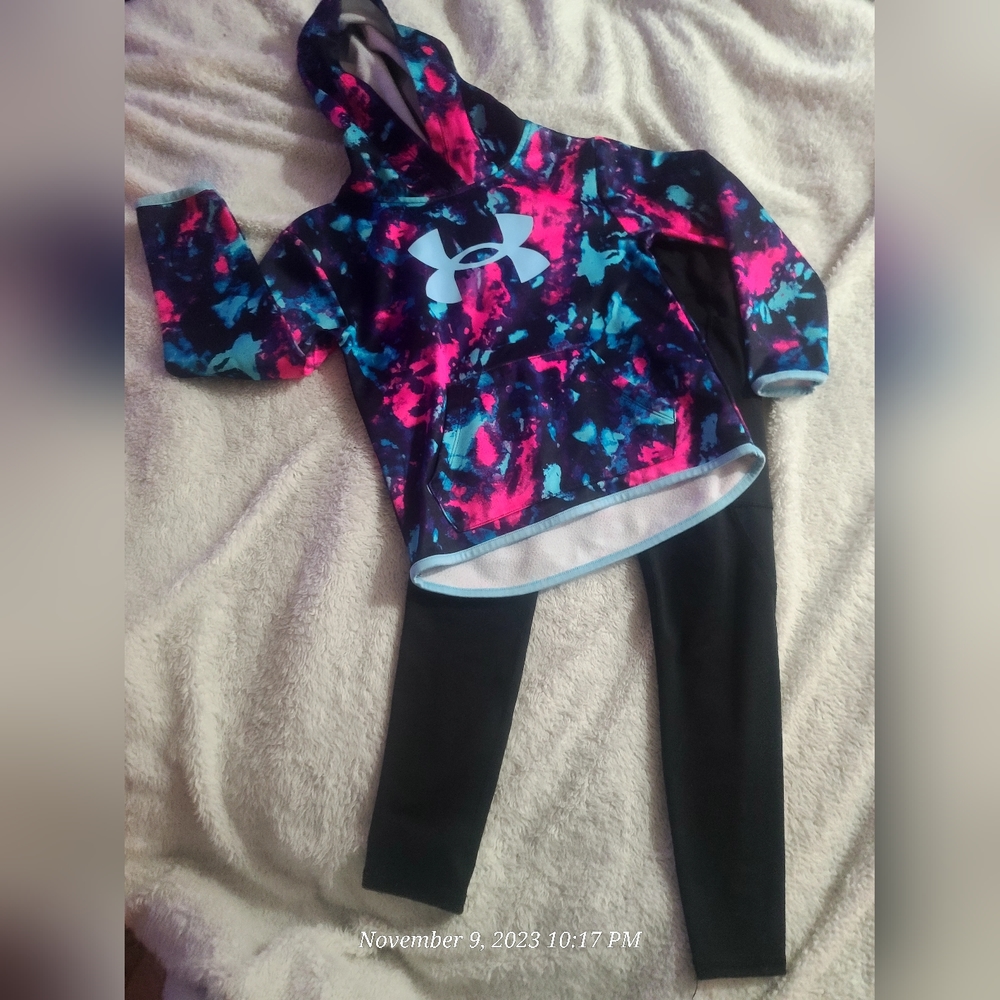 COPY - Girls size 5 Underarmour lightweight sweatshirt & black athletic works l…